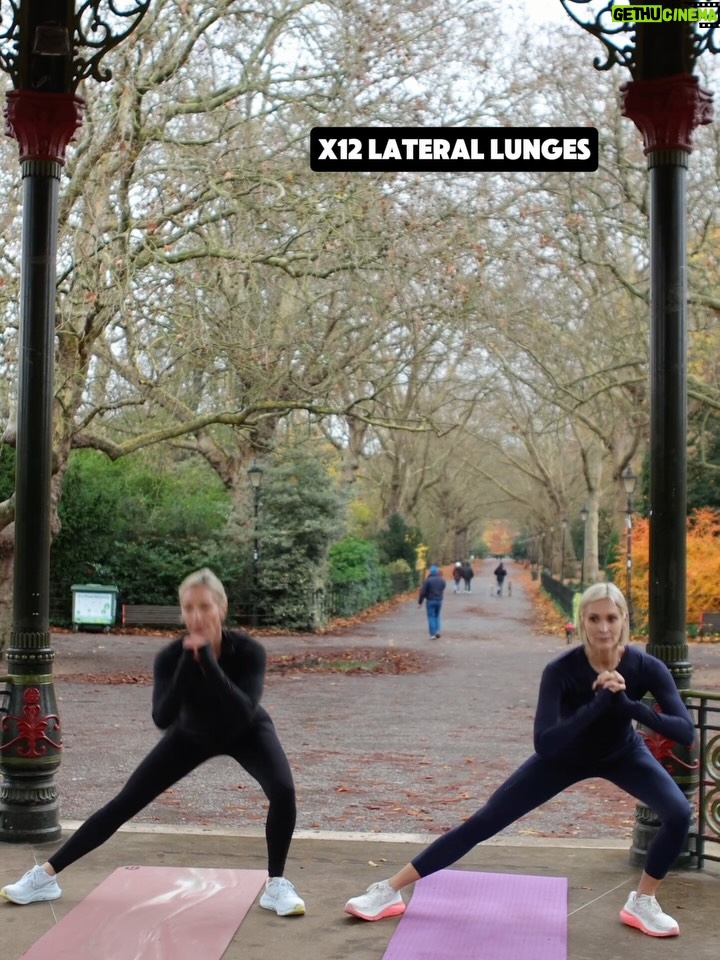 Jenni Falconer - 36.8K Likes - 🔥You loved the arms so here's the LEGS!💥
Huge thanks to my brilliant partner in the park @jennifalconer ♥️ swipe across to the final slide!😂

⚠️SAVE this one & share it with a friend > perfect to do anywhere with NO EQUIPMENT‼️great when you are sort on time ⏰ 

✅20 Mins
✅3/4 Sets depending on time
✅warm up 1st 

▶️15 Squats
▶️12 Split Squats
▶️12 Alt reverse lunges
▶️30 Bum kicks
▶️20 Sumo Squat pulses
▶️10 Curtsy lunges (both sides)
▶️12 Lateral lunges 
▶️10 Split squat hops (both sides)
▶️12 Criss Cross squats
▶️15 Glute Bridges
▶️30 squat wall/partner hold!

Give me a 👍 if you try it & enjoy!💪🏻
Thanks @thestylephotographer 
Both @sweatybetty
