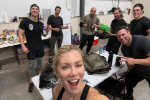 Jennifer Holland Instagram - In honor of episode 8 dropping imminently… a @peacemaker bts photo dumb 🫶🏻✌🏼such a bittersweet evening. Thanks for hanging out with us this season, everyone! Don’t miss the last episode tonight on @hbomax