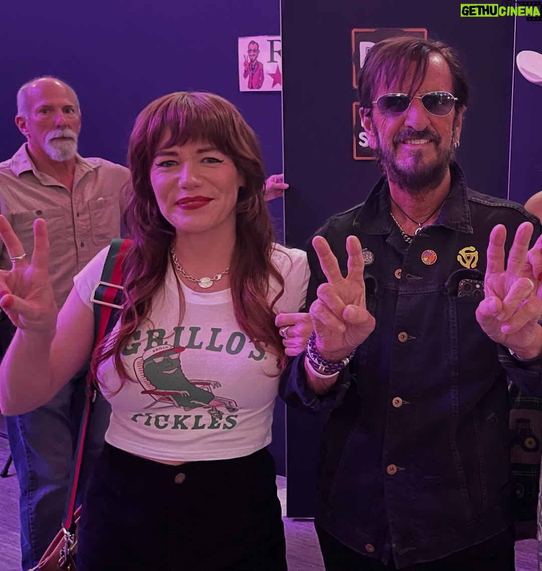 Jenny Lewis - 18.2K Likes - sometimes when you’re on you get to hang with @ringostarrmusic @bourbonandbeyond !  watched @wherethefuckissturgillsimpson out in the wild with the fellers.  lots of great kicks & accessory shots by my fave @penelopemrtnz  nice seeing @keithharingfoundation Julia out in the wild @meijergardens  took a late night stroll of the gardens with the dudes. 
@matthw.francis famous central park raccoon selfie 
oh, and the @grillospickles swag shirt maiden voyage.  BLESS!