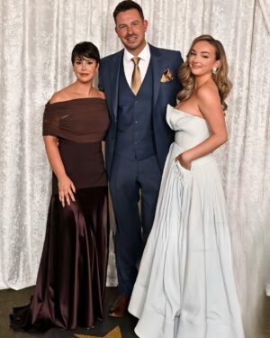 Jessica Fox Instagram - “When everything goes to hell, the people who stand by you without flinching — they are your family.”

What a night for the Osborne Family! I am so extremely proud of us and the work, the storylines, the many laughs and many more tears we have shed over the years. A day on our set is always filled with joy and as Jimmy says ‘we always have a laugh, don’t we?’ 

IGetting to stand up on the stage last night was so thrilling and I wanted to shout out to ALL our extended Osbornes - you are part of the journey and we are so proud of you all. Helen, Guy, Jazz, Anna, Ellis, Charlie, Suzanne, Ryan, Nico, Kassius, Tylan, Adam - you are all so missed! 

A special shout out to our fabulous Noah who was nominated for best young performer - you are a true wonder and we love you so much. And our latest additions Ryan and Isabelle. Two young actors who took the screen by storm. Massive Congratulations to you both for the Best Storyline and to beautiful, talented and one of the best criers ever Isabelle on her award for Best Newcomer - you smashed it! 

Dress of dreams @aensostudio 
Overlay and alternations (thankyou for always being so patient with me) @sarahvictoriabirch @liverpoolalterationsboutique 
Shoes @simmilondon Earrings @helixandconch 
Cuff and ring @marksandspencer 
Hair and makeup genius (I had the most fun spending time with you, you made me feel incredible, thank you) @antoniocruzmakeup @creativesagencyltd