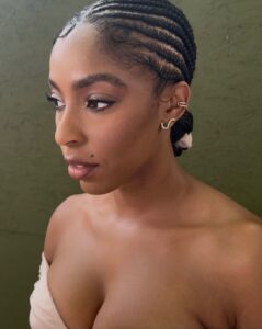 Jessica Williams Instagram - Yesterday I got to go to the Emmys with the rest of the Shrinking cast and had a freaking wonderful time. I am so so lucky to work with such a fun group of people. We just laughed and laughed. 

I’m so grateful to my very talented and silly glam squad. Without you I’d be at the Emmys in a bonnet and a moomoo braless in some flip flops. Thank you for your hard and fun work. 
 
Thank you for this stunning and beautiful  dress @kateandlauramulleavy you brilliant geniuses. And thank you so so much @armanibeauty for the gorgeous makeup. 

 👗 : @rodarte by the incredible @kateandlauramulleavy
👠 : @charleskeithofficial 
👛 : @rodofirenze 
💎 : @_katkim @davidyurman 
💇‍♀️: @therealritabee 
Hair assistant: @dorstylesktb
💄: @cherishbrookehill 
Brow: @rashellbeauty 
Nails: @clawzbydior_ 
Stylist: @sarahslutsky
🪡: @mobettaaa 
#styling assist: @carlee___ @miacstella @allieraye_k 
Photos: @ibraake