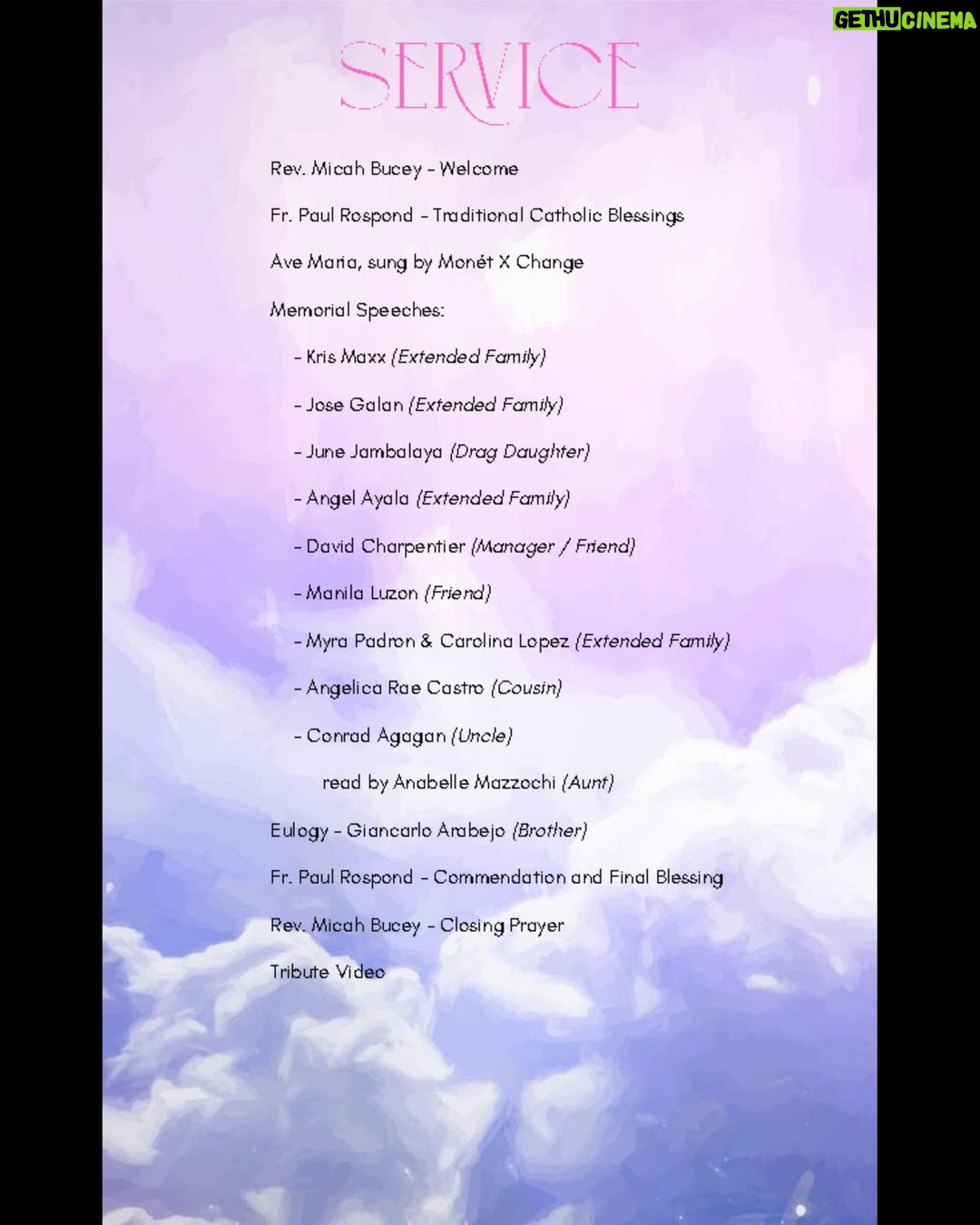 Jiggly Caliente - 21.5K Likes - This was her Slaybill — her tribute program.

For anyone who would still like to watch the memorial service, the livestream link is available in her bio.

We want to take a moment to thank everyone — our family, friends, extended family, drag family, and fans. Your love, support, and presence helped us give her a beautiful farewell and allowed us to share a part of her—and ourselves—with you.

-Eternally grateful.
@geekycool82, @krismaxx, @Mr.JL_Galan, @Junejambalaya, @lipskiss31, @thedivine1384, @angelayalacouture, @manilaluzon @myradoll @ladycarolyn25, davidcharpentier @pegmgmt