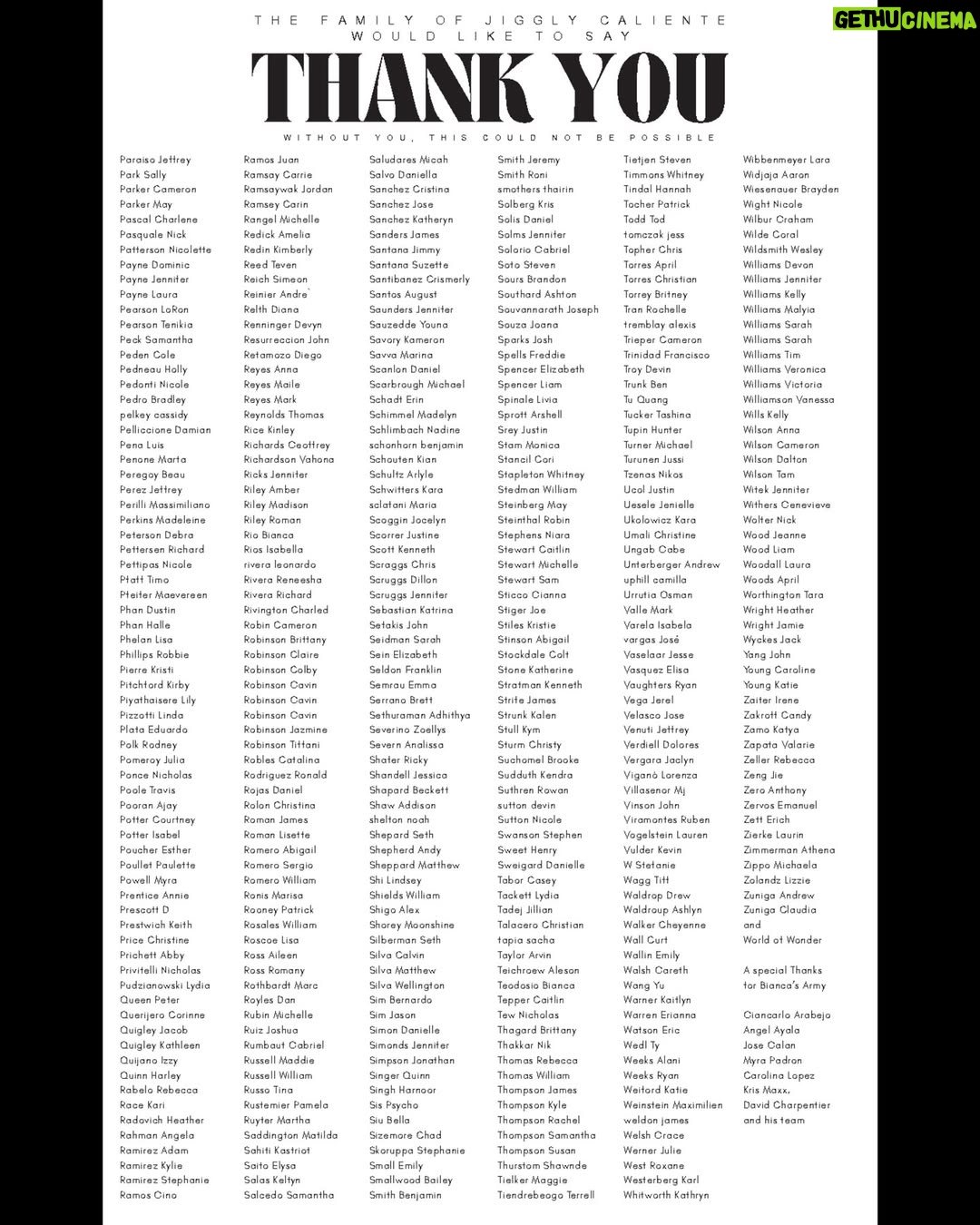 Jiggly Caliente - 21.5K Likes - This was her Slaybill — her tribute program.

For anyone who would still like to watch the memorial service, the livestream link is available in her bio.

We want to take a moment to thank everyone — our family, friends, extended family, drag family, and fans. Your love, support, and presence helped us give her a beautiful farewell and allowed us to share a part of her—and ourselves—with you.

-Eternally grateful.
@geekycool82, @krismaxx, @Mr.JL_Galan, @Junejambalaya, @lipskiss31, @thedivine1384, @angelayalacouture, @manilaluzon @myradoll @ladycarolyn25, davidcharpentier @pegmgmt