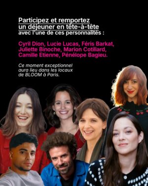 Juliette Binoche Instagram - 🚨 UPDATE 1 : concours maintenu jusqu’au 12/06/2025. 

UPDATE 2 : ÉNORME ! Gagnez un déjeuner avec… @francoiscivilofficiel (oui c’est fou, il s’engage lui aussi à nos côtés en participant à notre jeu concours pour l’océan et les animaux marins)

Lisez notre post jusqu’au bout (très important, vous verrez!) et participez au jeu-concours le plus important de l’année ! 

⚡️Comment participer ? 

1. Likez et partagez ce post
 
2.Taguez 3 amis en commentaire 

3. Abonnez-vous à @claire_nouvian 
et à @bloom_association 

Fin du jeu-concours le 12/06/2025 et résultats dans la foulée. 

C’est peut-être la seule fois de notre vie qu’une conférence de l’ONU sur l’océan se tiendra en France. 

Elle aura lieu dans à partir du 9 juin. Elle est capitale pour notre avenir et celui des générations futures.

L’urgence est là. Le compte à rebours est lancé. 

Si vous vous souciez des animaux marins et du climat, c’est maintenant ou jamais pour agir.

Soyons la voix des millions d’animaux marins anéantis dans l’indifférence générale, soyons le bras armé des générations futures dont on foule l’avenir aux pieds. 

NON au massacre des animaux marins. 
NON à la dévastation de l’océan et du climat. 
NON à la pêche industrielle destructrice. 

Nous comptons sur vous 💙

Claire et toute l’équipe de BLOOM