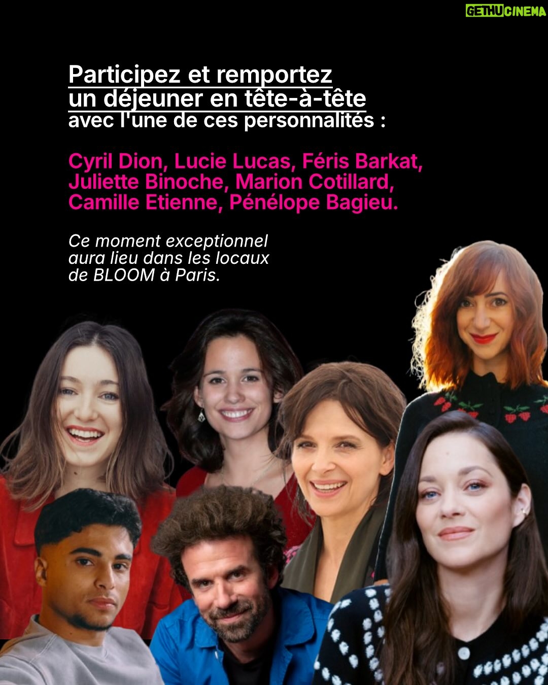 Juliette Binoche - 27.2K Likes - 🚨 UPDATE 1 : concours maintenu jusqu’au 12/06/2025. 

UPDATE 2 : ÉNORME ! Gagnez un déjeuner avec… @francoiscivilofficiel (oui c’est fou, il s’engage lui aussi à nos côtés en participant à notre jeu concours pour l’océan et les animaux marins)

Lisez notre post jusqu’au bout (très important, vous verrez!) et participez au jeu-concours le plus important de l’année ! 

⚡️Comment participer ? 

1. Likez et partagez ce post
 
2.Taguez 3 amis en commentaire 

3. Abonnez-vous à @claire_nouvian 
et à @bloom_association 

Fin du jeu-concours le 12/06/2025 et résultats dans la foulée. 

C’est peut-être la seule fois de notre vie qu’une conférence de l’ONU sur l’océan se tiendra en France. 

Elle aura lieu dans à partir du 9 juin. Elle est capitale pour notre avenir et celui des générations futures.

L’urgence est là. Le compte à rebours est lancé. 

Si vous vous souciez des animaux marins et du climat, c’est maintenant ou jamais pour agir.

Soyons la voix des millions d’animaux marins anéantis dans l’indifférence générale, soyons le bras armé des générations futures dont on foule l’avenir aux pieds. 

NON au massacre des animaux marins. 
NON à la dévastation de l’océan et du climat. 
NON à la pêche industrielle destructrice. 

Nous comptons sur vous 💙

Claire et toute l’équipe de BLOOM