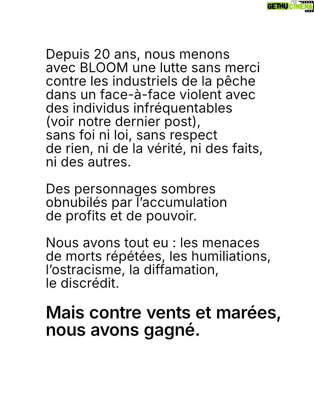 Juliette Binoche - 27.2K Likes - 🚨 UPDATE 1 : concours maintenu jusqu’au 12/06/2025. 

UPDATE 2 : ÉNORME ! Gagnez un déjeuner avec… @francoiscivilofficiel (oui c’est fou, il s’engage lui aussi à nos côtés en participant à notre jeu concours pour l’océan et les animaux marins)

Lisez notre post jusqu’au bout (très important, vous verrez!) et participez au jeu-concours le plus important de l’année ! 

⚡️Comment participer ? 

1. Likez et partagez ce post
 
2.Taguez 3 amis en commentaire 

3. Abonnez-vous à @claire_nouvian 
et à @bloom_association 

Fin du jeu-concours le 12/06/2025 et résultats dans la foulée. 

C’est peut-être la seule fois de notre vie qu’une conférence de l’ONU sur l’océan se tiendra en France. 

Elle aura lieu dans à partir du 9 juin. Elle est capitale pour notre avenir et celui des générations futures.

L’urgence est là. Le compte à rebours est lancé. 

Si vous vous souciez des animaux marins et du climat, c’est maintenant ou jamais pour agir.

Soyons la voix des millions d’animaux marins anéantis dans l’indifférence générale, soyons le bras armé des générations futures dont on foule l’avenir aux pieds. 

NON au massacre des animaux marins. 
NON à la dévastation de l’océan et du climat. 
NON à la pêche industrielle destructrice. 

Nous comptons sur vous 💙

Claire et toute l’équipe de BLOOM