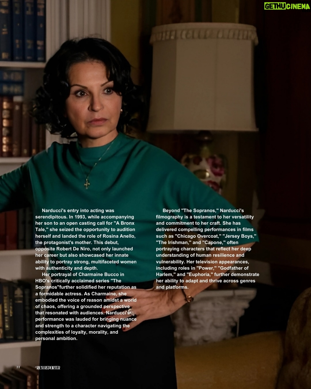 Kathrine Narducci - 2K Likes - For @therichreporter magazine summer/fall issue we had the honor of interviewing iconic actress @kathrinenarducci (swipe left to check out her full spread) 

Narducci’s entry into acting was serendipitous. In 1993, while accompanying her son to an open casting call for “A Bronx Tale,” she seized the opportunity to audition herself and landed the role of Rosina Anello, the protagonist’s mother. This debut, opposite Robert De Niro, not only launched her career but also showcased her innate ability to portray strong, multifaceted women with authenticity and depth.
Her portrayal of Charmaine Bucco in

HBO’s critically acclaimed series “The Sopranos”further solidified her reputation as a formidable actress. As Charmaine, she embodied the voice of reason amidst a world of chaos, offering a grounded perspective that resonated with audiences. Narducci’s performance was lauded for bringing nuance and strength to a character navigating the complexities of loyalty, morality, and personal ambition.

Beyond “The Sopranos,” Narducci’s filmography is a testament to her versatility and commitment to her craft. She has delivered compelling performances in films such as “Chicago Overcoat,” “Jersey Boys,” “The Irishman,” and “Capone,” often portraying characters that reflect her deep understanding of human resilience and vulnerability. Her television appearances, including roles in “Power,” “Godfather of Harlem,” and “Euphoria,” further demonstrate her ability to adapt and thrive across genres and platforms.

To read Kathrines full interview starting at page 30 and to get your free digital copy of our Summer/Fall issue go to richreporter.com (digital magazine section) or click the link in our bio. You can also order a physical copy as well.

#therichreporter #magazine #kathrinenarducci #icon