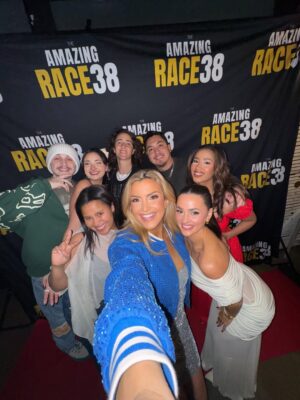 Kathryn Dunn Instagram - Been holding this secret in forever… congratulations @thejagbains & @jasmairbains on winning The Amazing Race 38 🏆 

I am so proud of you both for the way you ran this race and for the way you represent our season. What an honor to witness up close not only as your fellow competitors, but also as your friends🩵💙

I’ve been sitting on that first pic forever and now I can FINALLY POST- we took it on the day that filming wrapped! Bc we didn’t get to run the race much together (they were ahead LOL) we went to explore Times Square, still in our racing gear🤓

And then PHOTO DUMP from last night’s finale party! Thank you to everyone who came out to celebrate. This cast has become family, and sharing this full-circle moment with all of you felt like the perfect ending to the adventure of a lifetime💙✨ @theamazingrace