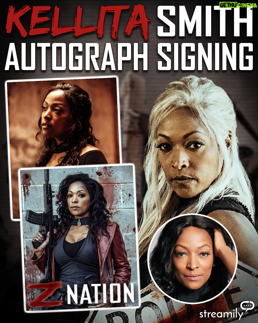 Kellita Smith - 5.7K Likes - Z Nation Cast Signing Event is on! Q&A - 8/2/25 
Solo Signings to follow! Z Nation Poster signed by the cast available NOW!
.
https://streamily.com/z-nation
.
#ZNation  #ZNationSyFy #NetflixZNation #ZNationSeries #ZNationFans #TeamZNation 
#WatchZNation #ZombieTV #ZombieApocalypse #autograph #castsigning #fyp