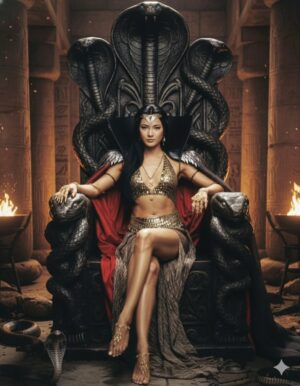 Kelly Hu Instagram - What do you like the throne for the sorceress??.
1,2 or the 3?.
She is not queen of scorpion.
She is the seers. the sorceress who have power to manipulate snake. 🪱.
Her name is Cassandra.
#kellyhu
#scorpionking #filmphotography #films #sorceress #egyptian