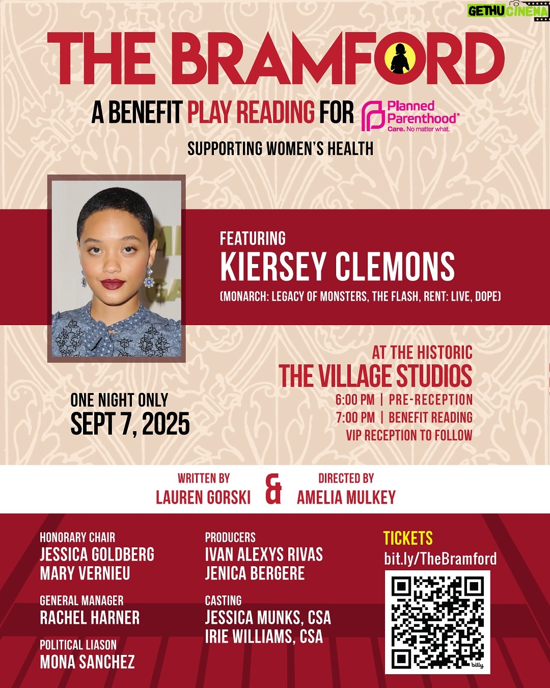 Kiersey Clemons - 645 Likes - SUPPORT PLANNED PARENTHOOD 💙 
Link in bio - discount code FRIENDS $45 GA tickets. 

THE BRAMFORD explores the intersection of three women in one mysteriously powerful apartment. As they read Rosemary’s Baby, neighbors Gloria and Betty unknowingly bring the characters of the novel Rosemary, Guy, and Satan to life. With this power, what else might be waiting to emerge, and disrupt their lives?