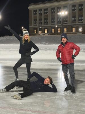 Lara Spencer Instagram - Team GMA in full spandex attempting some of the sports we will cover at the upcoming Winter Games.  Some went well.  Some…not so much.