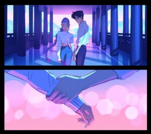 Laura Price Instagram - back in early production on #kpopdemonhunters we had a blue sky week to pitch any ideas, so I pitched Rumi and Jinu’s duet happening at Woljeonggyo Bridge ✨ I really wanted there to be a k-drama wrist grab! here is part 1 of my pitch 💕 PD: @mingjuechen AD: @celinekim218 #rujinu #rumi #jinu #visdev