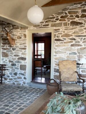 Lauren Liess Instagram - Magic happening at Butterland Farm (circa 1780) in a little village just outside of Middleburg, Virginia ✨  Last install of the year for Lauren Liess Interiors!! Please enjoy what my iPhone captured: the moody living room coming together with me, Lauren B & the amazing Veritas team, the original stone exterior, the freshly decorated & wallpapered library, the new mudroom, power room & garden room addition, and the revamped bedrooms. (I CANNOT handle the hunt toile on the LL x TK slipcovered bed   the LL x WB saltwater bed!!! -last 2 slides) | More to come soon, including the kitchen!! | Thankful to our wonderful clients who give us their trust,  the kind & incredibly talented and detail-oriented teams we get to work with, and of course, our beloved LL interiors team!!!! | Architecture by @oneilarchitects | Renovation by @veritas_contracting | Interior design by @laurenliessandco