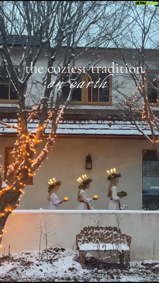 Lauren Liess - 4.8K Likes - Celebrating the traditional Swedish holiday of Saint Lucia- The Festival of the Lights. 🕯️ St.Lucia (283- 304 AD) gave all she had to deliver food and provisions to persecuted Christians hiding in the catacombs. When she was caught and refused to denounce her faith, she was martyred at only 21 years old. Known as “the saint of light” because, legend has it, when she delivered bread in the dark catacombs, she wore a wreath of candles to light her way in the darkness, because she stood fearlessly for her faith giving hope and light to others, and because her name literally means “light.” 🕯️ Hundred of years later, on Sweden’s darkest winter night, her feast day, December 13th, she became a symbol for light in the darkness, a tradition that carries on to this day. I have always loved the story of St.Lucy (which is heartbreaking yet beautiful) and so this year we celebrated and created some of our own more modern (easier-for-us-to-handle) traditions for the day. (Including a super easy saffron spelt biscuit) (My aunts also recently told me- after seeing this video- that St.Lucia is also the patron saint of the tiny Northern Italian mountain village our family is from, Giustino!) We celebrated a little early so we could share a how-to vlog about the day in hopes that others might join in for the actual holiday on December 13th. Sending light   love to you all!! 🫶