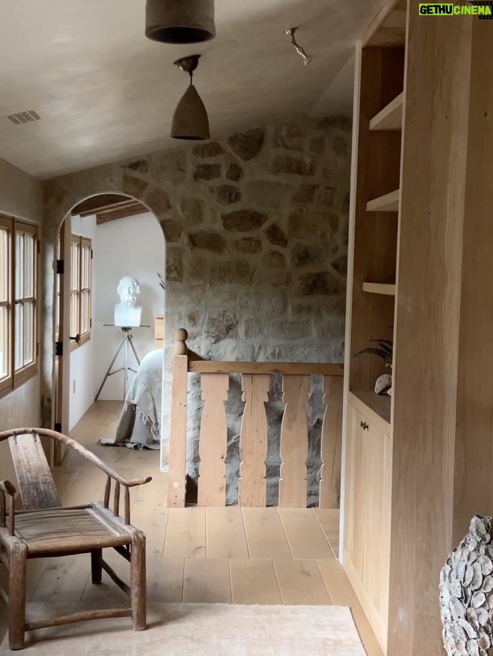 Lauren Liess - 1.8K Likes - Full video House Tour of the Upstairs at our place is up! 🤍  from the stone walls to the cross cut-out to the stair railings to Narnia… each of the kids had their own ideas (the boys skewed Medieval & the girls asked for “old-fashioned”   the guest bedroom was made from leftovers) (1st image of the “folk lamp” from my collection with @troylighting / photo by @helennorman … 4th slide I am SO excited about the new “voyage” bed from my collection with @woodbridgefurniture )