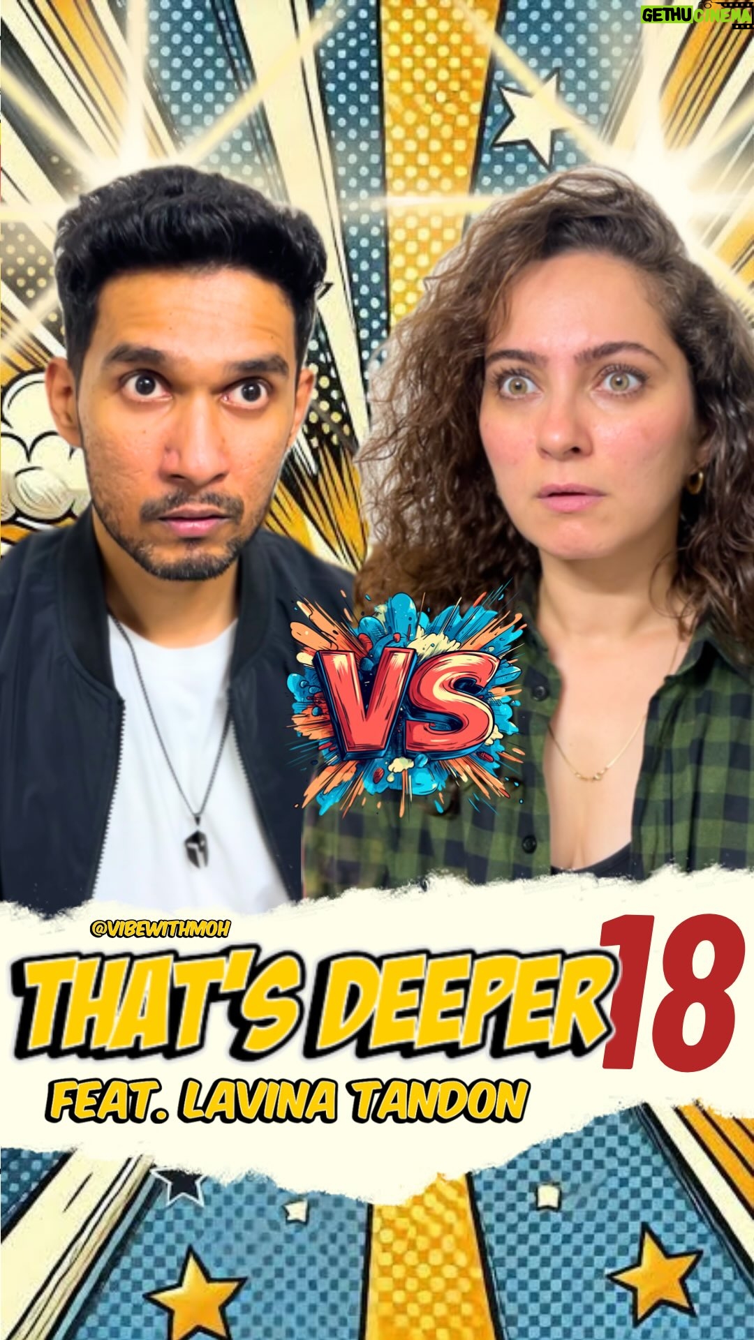 Lavina Tandon - 3.6K Likes - That’s DEEPER - EPISODE 18
#vibewithmoh #lavinatandon 

.
.
.
.
.
.
.
The game just got even more intense aka DEEPER.

When two individuals dive into passionate and intense discussions about seemingly irrelevant topics, those conversations suddenly become of utmost importance. Presenting eighteenth part of the That’s DEEPER series, where two people go head-to-head exchanging PJs l, poor jokes, pakao jokes, pathetic jokes AKA dad jokes.

Let us know if you’re craving more of this delightful madness! 😄🤔

[That’s Deep series, That’s Deeper, Lame Jokes, Poor jokes, Dad jokes, wordplay, Indian Jokes, Indian PJ, Lavina Tandon, Ruqaiya Sultan Begum, Mohin Khan, vibe with moh, Mouni Roy]