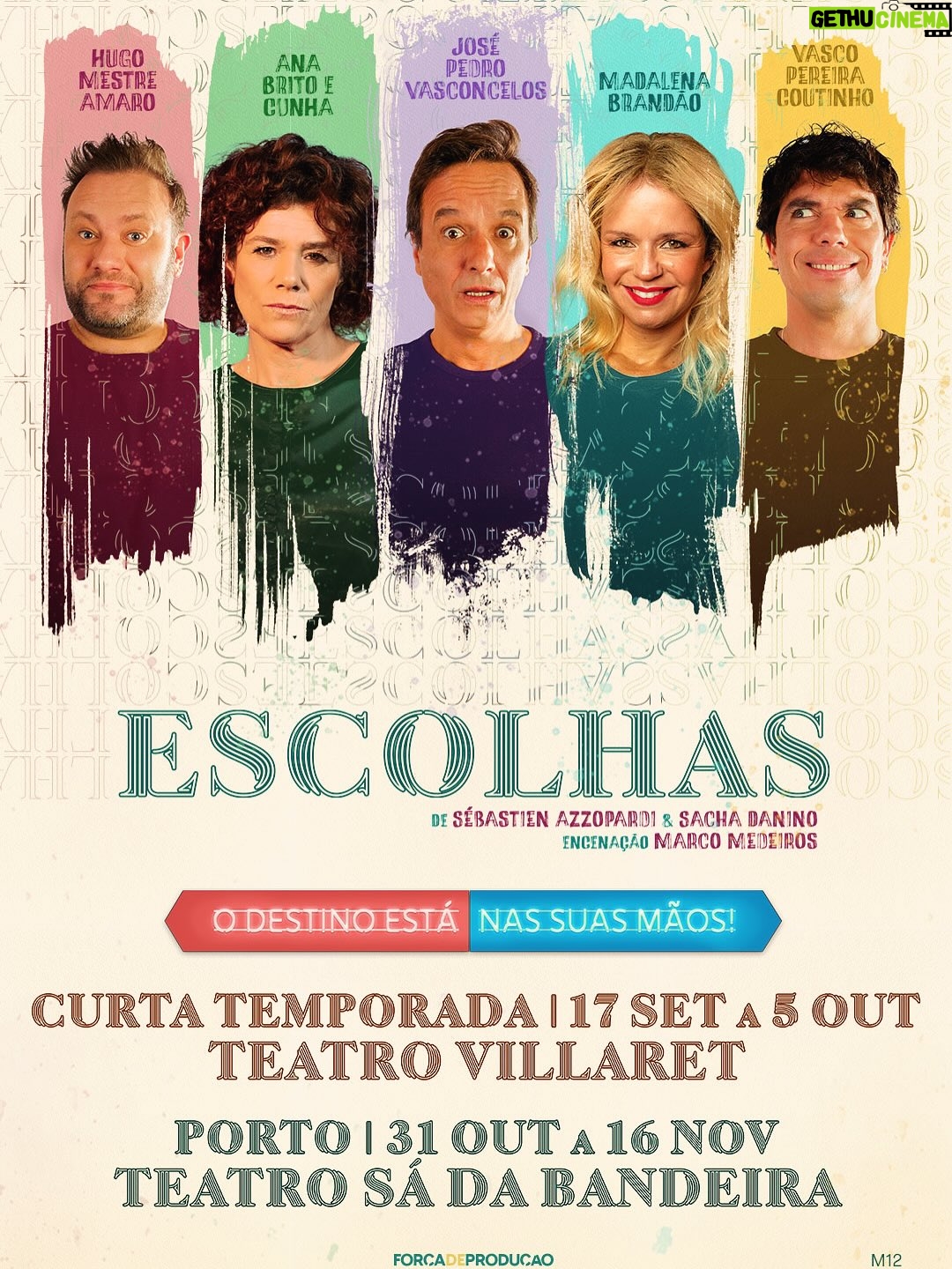 Madalena Brandão - 161 Likes - Última semana de ESCOLHAS, em Lisboa, com estes maravilhosos! Ainda podem vir ao @teatrovillaret até domingo✨
Depois, Porto, de 31 de Outubro a 16 de Novembro no @sadabandeirateatro !! Venham escolher o nosso destino 🤘