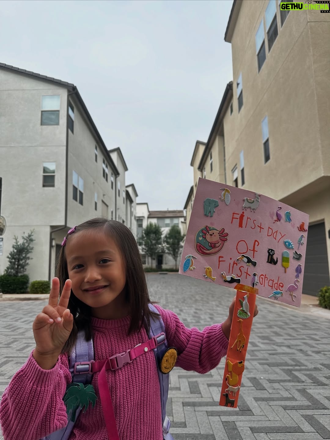 Mari Madrid - 8.1K Likes - First day of first grade.  Insane.  We are so proud of this little demon huntress.