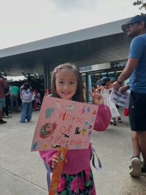 Mari Madrid Instagram - First day of first grade. Insane. We are so proud of this little demon huntress.