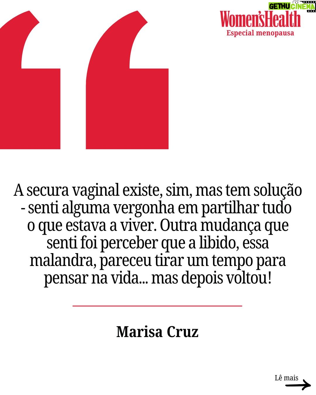 Marisa Cruz - 9K Likes - ESPECIAL MENOPAUSA - A nova revista Women's Health já chegou às bancas, com  10 páginas dedicadas à menopausa. São cinco artigos repletos de informação útil, prática e devidamente fundamentada por especialistas. Ao folhear as páginas, poderás também ler testemunhos de várias mulheres portuguesas, todas com diferentes vivências desta fase, que partilham agora contigo sem quaiquer tabus. 
A atriz e apresentadora @marisacruz partilhou os sintomas que sentiu, salientando que o silência agrava o peso e que falar abertamente sobre o tema é a chave. A crónica pode ser lida na revista. Obrigada, Marisa! ❤️

📷: Joanna Correia