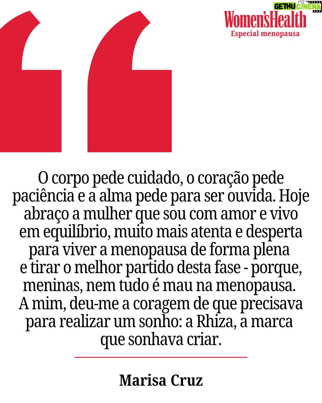 Marisa Cruz - 9K Likes - ESPECIAL MENOPAUSA - A nova revista Women's Health já chegou às bancas, com  10 páginas dedicadas à menopausa. São cinco artigos repletos de informação útil, prática e devidamente fundamentada por especialistas. Ao folhear as páginas, poderás também ler testemunhos de várias mulheres portuguesas, todas com diferentes vivências desta fase, que partilham agora contigo sem quaiquer tabus. 
A atriz e apresentadora @marisacruz partilhou os sintomas que sentiu, salientando que o silência agrava o peso e que falar abertamente sobre o tema é a chave. A crónica pode ser lida na revista. Obrigada, Marisa! ❤️

📷: Joanna Correia