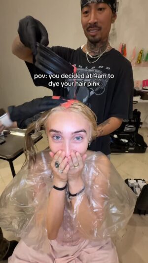McKenzi Brooke Instagram - Only the best hair dressers would do this 😂💕 #pinkhair #hairdye #hairsalon #hair #hairstylist