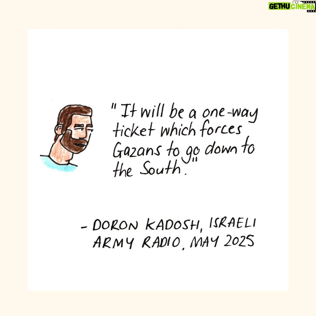 Mona Chalabi - 28.3K Likes - You might have seen that Israel agreed to a tiny amount of aid for Gaza. But the trucks have been sitting at the border, blocked from entering until distributions areas are prepared. This is the next stage of ethnic cleansing. 

The carrot = food in the south for a population that has been starved for months. 
The stick = a ground invasion and more bombings in the north.  

To find out more, look at the incredible mapping work done by @forensicarchitecture