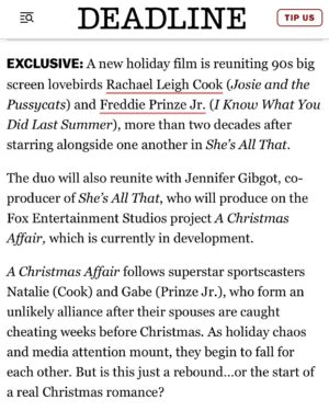 Rachael Leigh Cook Instagram - I ❤️ Freddie, my FOX Family, New York and Christmas🎄 so I could not be more excited to announce this !!!