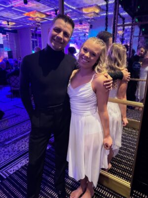 Rachel Riley Instagram - I was in proud wife mode on Saturday as @pashakovalev and @childrenwithcanceruk ambassador and survivor Eve opened their annual fundraising gala with the most beautiful dance representing her battle with the disease.

Scroll through to watch it, there was barely a dry eye in the house and Eve absolutely smashed it!

Survival rates have gone from 2 in 10 decades ago, to more than 8 in 10 now thanks to improvements in treatment, with more to come thanks to the generosity of donors at events like these funding lifesaving research. 

So lovely to see the gorgeous @sophieellisbextor entertaining the crowd too. Such a great night!