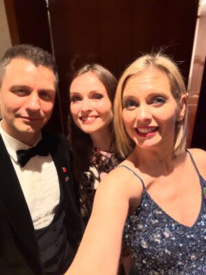 Rachel Riley Instagram - I was in proud wife mode on Saturday as @pashakovalev and @childrenwithcanceruk ambassador and survivor Eve opened their annual fundraising gala with the most beautiful dance representing her battle with the disease.

Scroll through to watch it, there was barely a dry eye in the house and Eve absolutely smashed it!

Survival rates have gone from 2 in 10 decades ago, to more than 8 in 10 now thanks to improvements in treatment, with more to come thanks to the generosity of donors at events like these funding lifesaving research. 

So lovely to see the gorgeous @sophieellisbextor entertaining the crowd too. Such a great night!