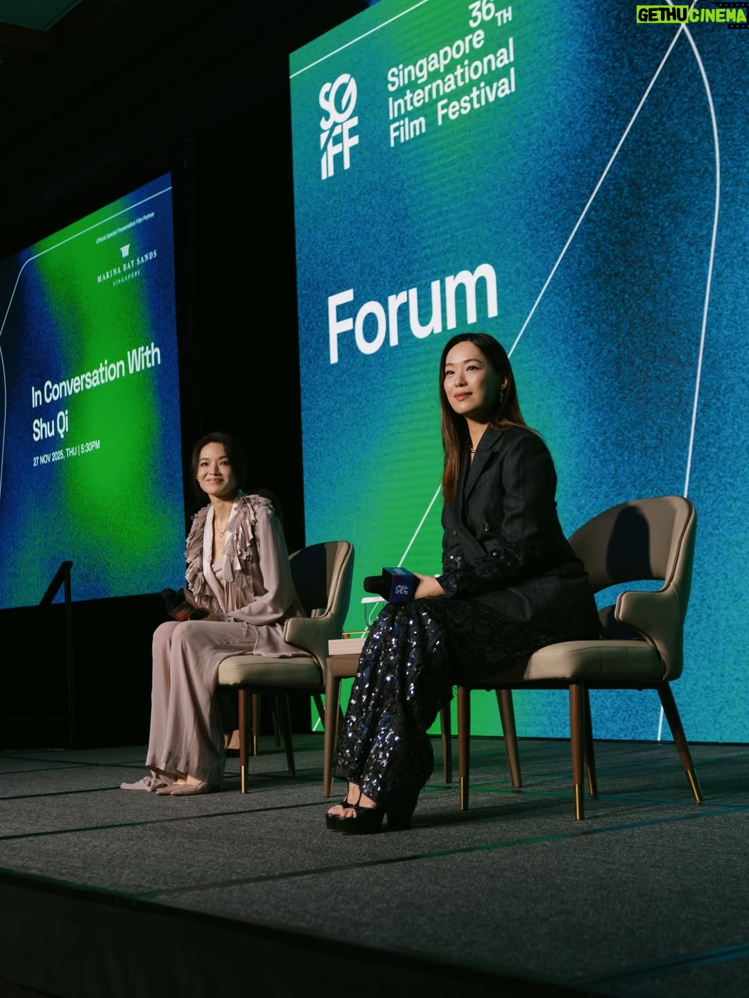 Rebecca Lim - 6.4K Likes - My first time hosting an In Conversation session, and it happened to be with the incredible Shu Qi. You can imagine the nerves! But she was warm and so open in sharing her journey. My biggest takeaway? 
If your heart tells you to take a step, take it. Don’t be afraid 🤍

And truly, it was energising to see so many of you at @sgiffest. Your presence made it even more special. Thank you 🫶🏻