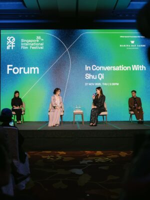 Rebecca Lim Instagram - My first time hosting an In Conversation session, and it happened to be with the incredible Shu Qi. You can imagine the nerves! But she was warm and so open in sharing her journey. My biggest takeaway? 
If your heart tells you to take a step, take it. Don’t be afraid 🤍

And truly, it was energising to see so many of you at @sgiffest. Your presence made it even more special. Thank you 🫶🏻