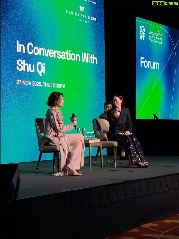 Rebecca Lim - 6.4K Likes - My first time hosting an In Conversation session, and it happened to be with the incredible Shu Qi. You can imagine the nerves! But she was warm and so open in sharing her journey. My biggest takeaway? 
If your heart tells you to take a step, take it. Don’t be afraid 🤍

And truly, it was energising to see so many of you at @sgiffest. Your presence made it even more special. Thank you 🫶🏻