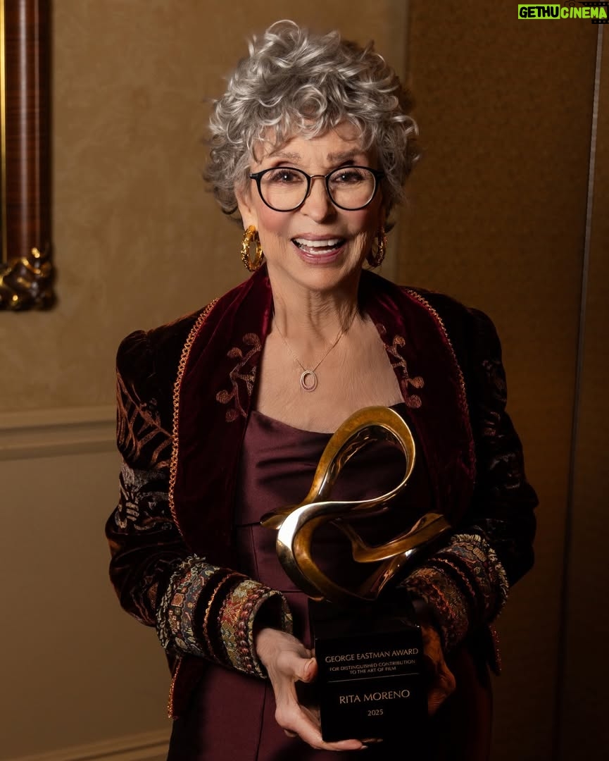 Rita Moreno - 20.6K Likes - Last week I received the George Eastman Award, for the distinguished contribution to the art of cinema at George Eastman Museum in Rochester, NY. 

Wow - What a place...What a legacy! I am still pinching myself. Thank you to @eastmanmuseum's board and administrative team for the honor and hospitality! 

Photos by @nina_piccini