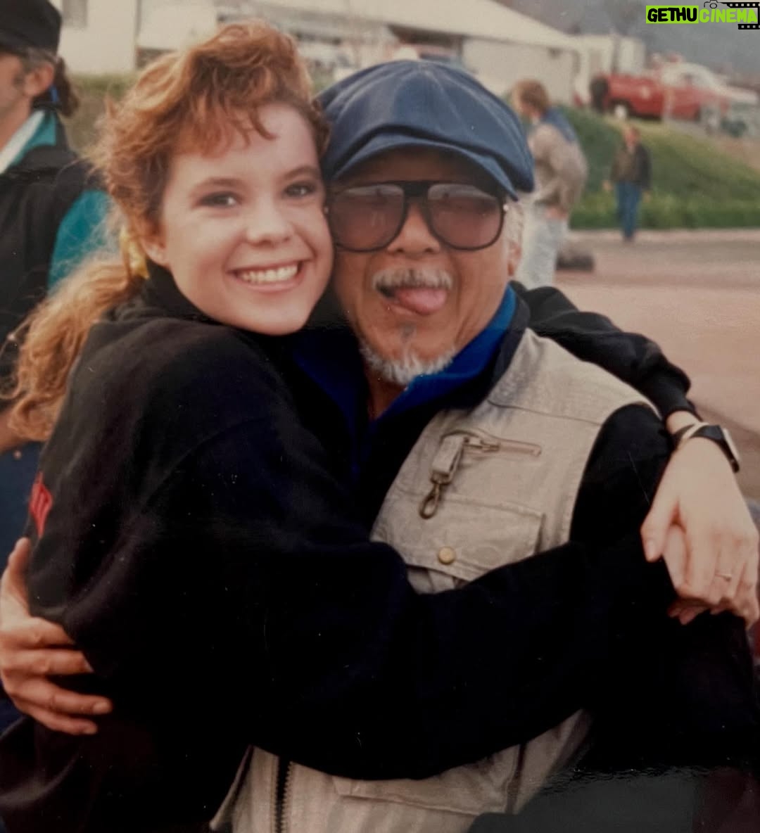 Robyn Lively - 26.8K Likes - One of my favorite photos ever with the legendary “Mr. Miyagi” Pat Morita. Being a part of the Karate Kid verse was like winning the lottery. I was so geeked out every day on set. I couldn’t BELIEVE I was so fortunate to play Jessica Andrews. What a ride! I’ve had the best career and am so grateful for every day that I still get to do what I love. Thanks for being such a significant part of my journey 🥰 
Ps y’all better not think of messing with that chick in the second pic, those bangs are about to open up a can of whoop A$$ on Mike Barnes. Ok?! That’s right, you better run. Mmhmm 

#TBT #karatekid #mrmiyagi