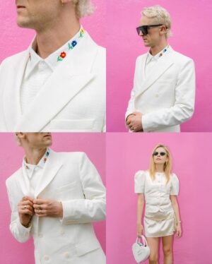 Saoirse-Monica Jackson Instagram - Thanks for all the love, away to enjoy the wedding bliss 🩷🎉 x

Planning: Tara Fay Events @tarafayevents
Photographer: Story of Eve @storyofeve
Video: Muse of Marquise @museofmarquise
Stylist: Katie Bryce @kkittybb
Hair: Timothy David @bytimothydavid
Makeup: Robyn Wheeler @m_robyn_w 
Male Grooming: @hausofchrismetamorph
Ceremony Music: Biird @biirdofficial & @lisacanny
Pre-dinner Drinks Reception Music: Biird @biirdofficial & @lisacanny
Band: Superfly Covers @superflyeventband
DJ: Steven Simpson @dateline_music Florist: The Garden @shopthegarden
Venue: Dromaquinna Manor @dromaquinnamanorofficial
Lighting: Gorilla Design @gorilla_design_ltd
Wedding Cake: Broken Spoon Cakes @brokenspooncakes
Favors: Muff Liquor Co @muffliquorco
Groom’s Suit: MacGregor MacDuff @macgregorandmacduff
Drinks Reception Drinks: Guinness @guinness_ireland
Entertainment: Jimi The Kween @jimithekween
Day one look ~
Dress @veronabridalni
Shoes @christianlouboutin
Earrings @mrselfportrait
Bag @itsrooper
Wedding Day looks ~
Bridal Party Pyjamas @daily_sleeper 
Brides underwear @saintedsisters
Brides morning jewellery @lovenesslee
Bridesmaids Dresses @ratandboa
Bridesmaids Jewellery @fadathelabel_
Bridal Dress & Veil @anniesibiza
Brides wedding jewellery @eilyoconnelljewellery
Kneehigh boots @nakedwolfe
Mother of Groom Dress @joyceyoungcollections
Day three looks ~
Tracksuit & Trainers custom @weegirl_
Suit @sandyliang
Shoes @charlesandkeithofficial
Jewellery @missomalondon
Bag @cliopeppiatt