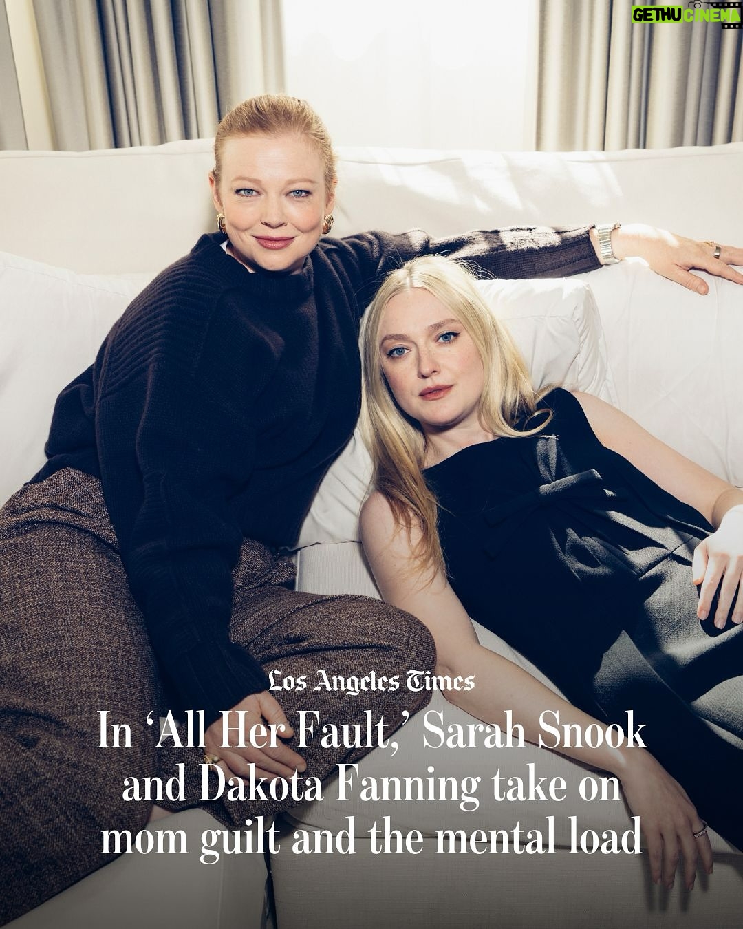 Sarah Snook - 16.8K Likes - #AllHerFault is a twisty eight-episode thriller on @Peacock about a missing child with some gasp-worthy moments that takes its depiction of motherhood — and the blame women place on themselves when something goes awry — very seriously. The title is not exactly accurate as it applies to Marissa, @sarah_snook’s character, the mother of the missing child, or Jenny, played by @dakotafanning, the other parent unwittingly drawn into this nightmare scenario.

“It cannot be just her fault, that’s just not possible,” Snook says. “We explore what the mental load is oftentimes for women to take on in a parenting role.”

Read more about what drew Snook and Fanning to the roles and their preparation at @latimes_entertainment’s bio.

📸: @victoriawill / For The Times