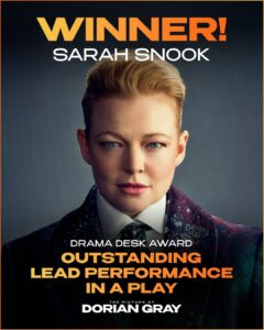 Sarah Snook Instagram - Congratulations @sarah_snook for winning the @dramadeskawards for Outstanding Lead Performance in The Picture of Dorian Gray 🙌 👏
