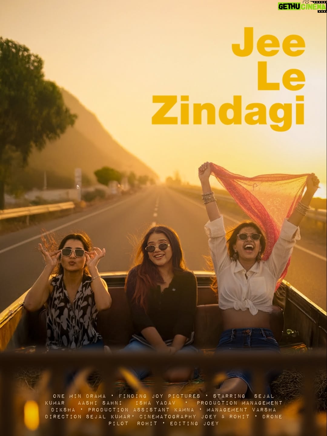 Sejal Kumar - 31.2K Likes - Something new is coming… 
Our first ever micro drama and yes, the first time we went out of station to shoot this one! 💛

We’ve poured our hearts, laughter, and a few road-trip tears into this one, and we cannot wait for you to watch it. 💫

🎬 Trailer drops on 27th October
🎬 Episode 1 premieres on 1st November

Till then… seat belts on, because this road trip is going to be one hell of a ride. 

Cast
@sejalkumar1195
@aashixsahni
@ishayadav__

Directed & Produced by me at @findingjoypictures 

Writer - @books_n_bras
Production Manager - @diksha9718
Videographers - @joeysmovie @canonwala
Drone Pilot - @canonwala
Edit - @joeysmovie
Mgmt - @varshaaa101

#JeeLeZindagi #FindingJoyPictures #1MinDrama

( new micro drama series, Jee Le Zindagi short film, ZNMD inspired short film, female-led road trip short film, Indian friendship drama, women creators in film, travel short film India, one minute drama series )