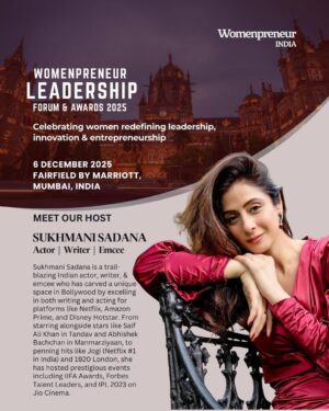 Sukhmani Sadana Instagram - Meet Our Host Sukhmani Sadana- She is one of the rare talents redefining versatility in Indian entertainment.

An accomplished actor, writer and emcee, she has made her mark across Netflix, Amazon Prime and Disney Hotstar — starring in Tandav with Saif Ali Khan, Manmarziyaan with Abhishek Bachchan, and writing acclaimed projects like Jogi and 1920 London.

From hosting IIFA Awards to Forbes Talent Leaders and IPL 2023 on JioCinema, she continues to shine across every stage she steps on. A true multi-hyphenate shaping modern storytelling and performance.

Excited to see you at the event!