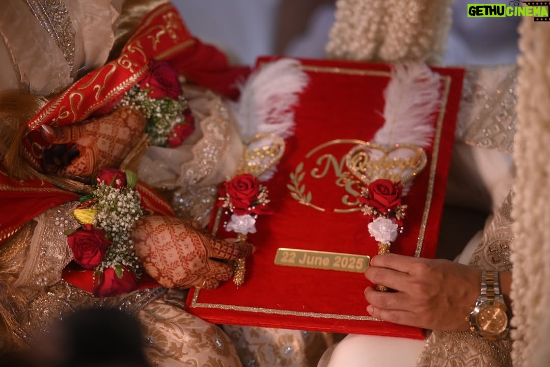 Sumaiya Shaikh - 7.9K Likes - Alhamdulillah, for this day, this moment, and for the most beautiful chapter of my life beginning with you. ♥️ Allah ﷻ heard my duas long before I knew how they would be answered, and His plan was more perfect than I could have ever imagined. You are my greatest blessing, my safe place, and my companion in both dunya and, inshaAllah, Jannah. I thank Him for every prayer He accepted, every delay that was for my protection, and every step that led me to you. May Allah keep our hearts united in His love, fill our home with mercy, and make our journey together a source of endless barakah. @naeemsyedofficial ♥️ #thenswedding #naeemsumaiya #thegrandwedding 

Wearing:- @zarkash_official 
Nikah duppata:- @theclassic_bridals 
Nikha Nama:- @qubool_hai_wedcraft 
Captured by:- @_______krsna_______ 
Henna:- @mehendistudiogoa 
Nikah decor:- @u_z_a_i_r1209

#NaeemSummiWedding
#shaikhsesyedtak
#naeemsumaiya 
#NSWedding
#SyedShaikhSaga
#FilmyLoveStory
#7YearsStrong
#BollywoodApproved
#LegallyPyaarMein 🥹💘
#NaeemSyedofficial #sumaiyashaikhofficial
