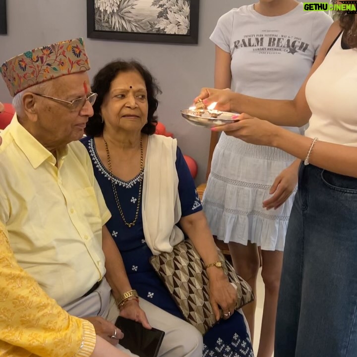 Supriya Pilgaonkar - 49.6K Likes - My whole world and my biggest blessing 🌍 
A special day celebrating both my biggest inspirations.
Ajoba's 87th birthday & also Father's Day ♥️🧿

Gifted both of them photo books of their beautiful moments made by @odd.giraffe 🥹