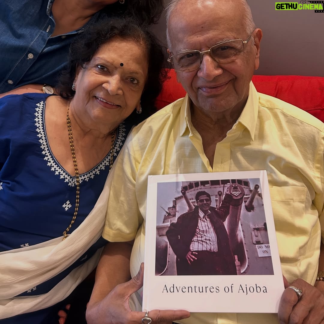 Supriya Pilgaonkar - 49.6K Likes - My whole world and my biggest blessing 🌍 
A special day celebrating both my biggest inspirations.
Ajoba's 87th birthday & also Father's Day ♥️🧿

Gifted both of them photo books of their beautiful moments made by @odd.giraffe 🥹