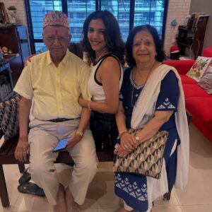 Supriya Pilgaonkar Instagram - My whole world and my biggest blessing 🌍 
A special day celebrating both my biggest inspirations.
Ajoba's 87th birthday & also Father's Day ♥️🧿

Gifted both of them photo books of their beautiful moments made by @odd.giraffe 🥹
