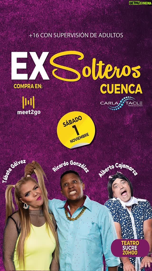 Tábata Gálvez - 126 Likes - ¡CUENCA, ESTO ES OFICIAL! 🎭

¡Alerta de soltería y risas! 🚨
El elenco completo de “Ex Solteros” ya está en la Atenas del Ecuador, ¡y la ciudad ya no será la misma! 🤣

Hemos llegado con maletas cargadas de anécdotas, confesiones y la comedia más hilarante sobre la vida después de la ruptura. Si pensabas que lo habías superado, ¡prepárate para dudarlo todo de nuevo! 😉

CUENCA: Es tu turno de reír a carcajadas con los solteros más famosos del país.

📍 Funciòn ÚNICA: Teatro Sucre, Cuenca.
🗓️ Fecha: ¡Mañana, 1 de NOVIEMBRE!
🔥 Los actores YA ESTÁN AQUÍ y listos para el gran show.

¡No te quedes sin verlos en acción!

Entradas disponibles en Meet2go (Link en la bio).

#ExSolterosEnCuenca #TeatroSucre #ComediaEcuador #Cuenca #YaEstánAquí #1DeNoviembre #FeriadoCuenca #SolteríaYRisas