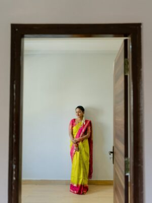 Teja Venkatesh Instagram - All smiles, silk and sunshine for my special day 🤍🥹

This Saree is sooo special for me !Thanks to my Man who always makes me feel special and blessed 🤍🥹♾️ 

Beautiful blouse stitched by @niga_designers 🤍

#ponnu #specialday #sunshine #nov1st #birthdayspecial