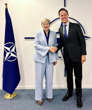 Theresa May Instagram - Great catch up with @secgennato at @nato HQ discussing the continuing role the alliance plays in the security of the UK, the rest of Europe and North America.