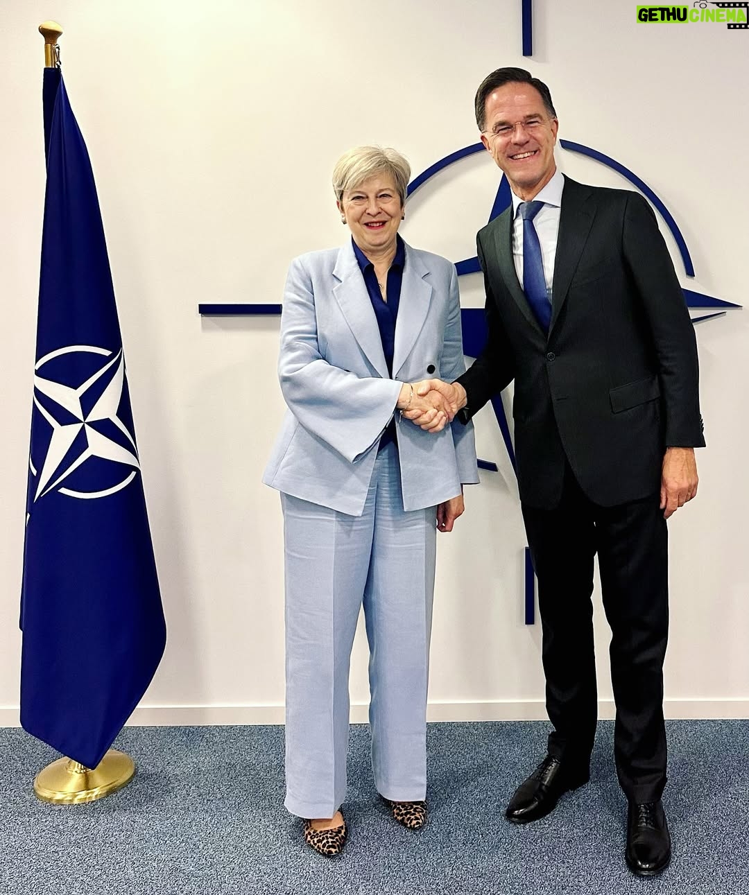 Theresa May - 2.9K Likes - Great catch up with @secgennato at @nato HQ discussing the continuing role the alliance plays in the security of the UK, the rest of Europe and North America.