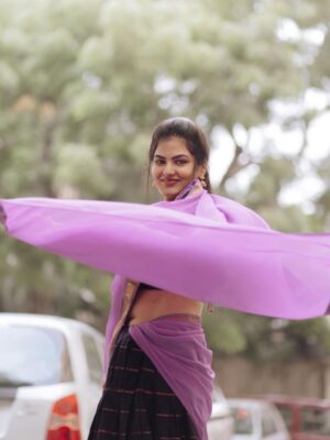 VJ Ezhilarasi Instagram - 💜
.
.
Beautiful Half saree from @rd_collections_2023 🥰